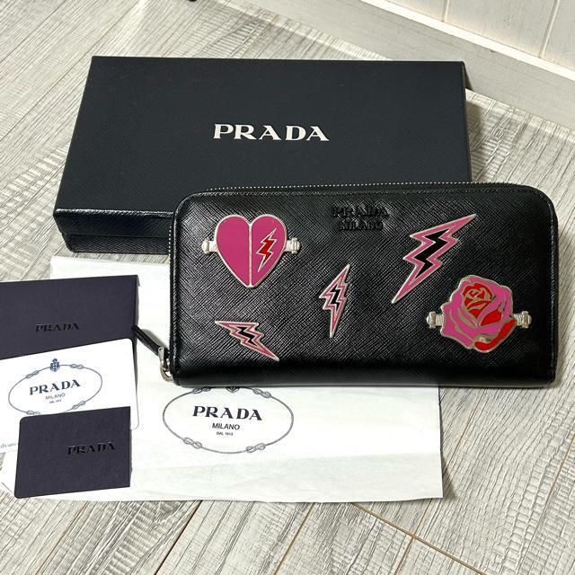 PRADA プラダ メタル ハート ローズ ラウンドファスナー 長財布 PRADA プラダ メタル ハート ローズ ラウンドファスナー 長財布