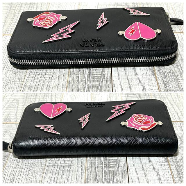 PRADA プラダ メタル ハート ローズ ラウンドファスナー 長財布 PRADA プラダ メタル ハート ローズ ラウンドファスナー 長財布