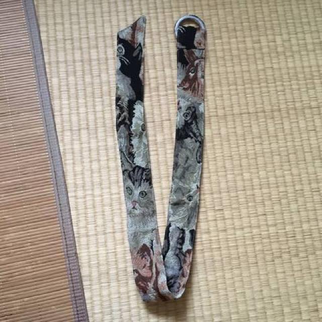 アンティーク風ゴブラン織キャット柄ベルト。 < 女性ファッション  アンティーク風ゴブラン織キャット柄ベルト。 < 女性ファッションの