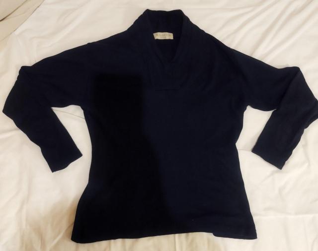 紺 ヘチマカラーVネック長袖カットソーTシャツ < 女性ファッション  紺 ヘチマカラーVネック長袖カットソーTシャツ  < 女性ファッションの