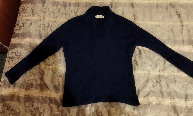 紺 ヘチマカラーVネック長袖カットソーTシャツ < 女性ファッション  紺 ヘチマカラーVネック長袖カットソーTシャツ < 女性ファッションの