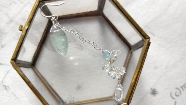 *大粒フローライトの片耳用ロングピアス*SF 22051 < 女性アクセサリー/時計 *大粒フローライトの片耳用ロングピアス*SF 22051 < 女性アクセサリー/時計の