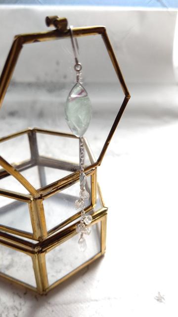 *大粒フローライトの片耳用ロングピアス*SF 22051 < 女性アクセサリー/時計 *大粒フローライトの片耳用ロングピアス*SF 22051 < 女性アクセサリー/時計の