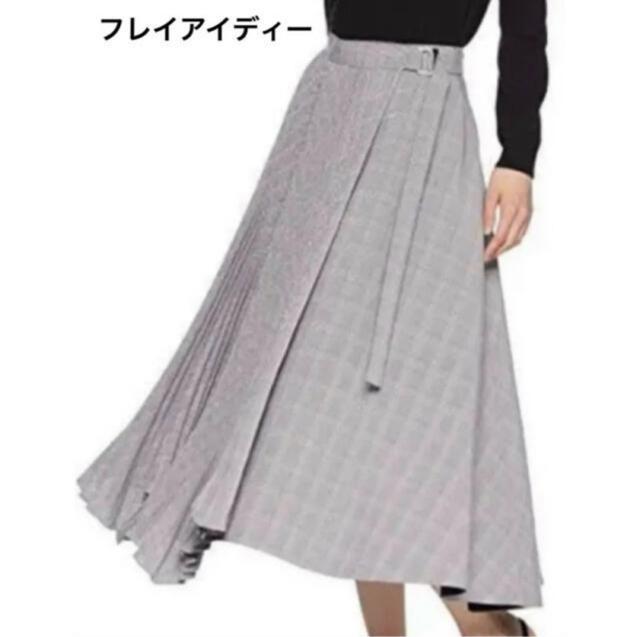 FRAYIDフレイアイディーアシメヘムラインプリーツラップスカートギンガムチェックグレー灰色 < ブランド FRAYIDフレイアイディーアシメヘムラインプリーツラップスカートギンガムチェックグレー灰色 < ブランドの