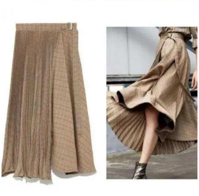 FRAYIDフレイアイディーアシメヘムラインプリーツラップスカートギンガムチェックグレー灰色 < ブランド FRAYIDフレイアイディーアシメヘムラインプリーツラップスカートギンガムチェックグレー灰色 < ブランドの