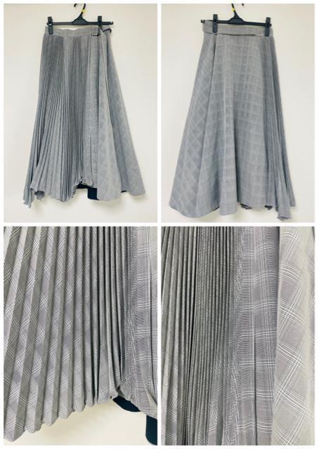 FRAYIDフレイアイディーアシメヘムラインプリーツラップスカートギンガムチェックグレー灰色 < ブランド FRAYIDフレイアイディーアシメヘムラインプリーツラップスカートギンガムチェックグレー灰色 < ブランドの