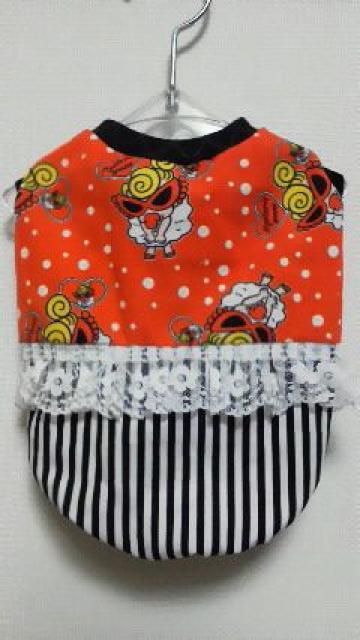 ハンドメイド*ヒスミニTシャツ*モンロー柄・白・フリル・ストライプ・犬用*M < ペット/手芸/園芸  ハンドメイド*ヒスミニTシャツ*モンロー柄・白・フリル・ストライプ・犬用*M  < ペット/手芸/園芸の