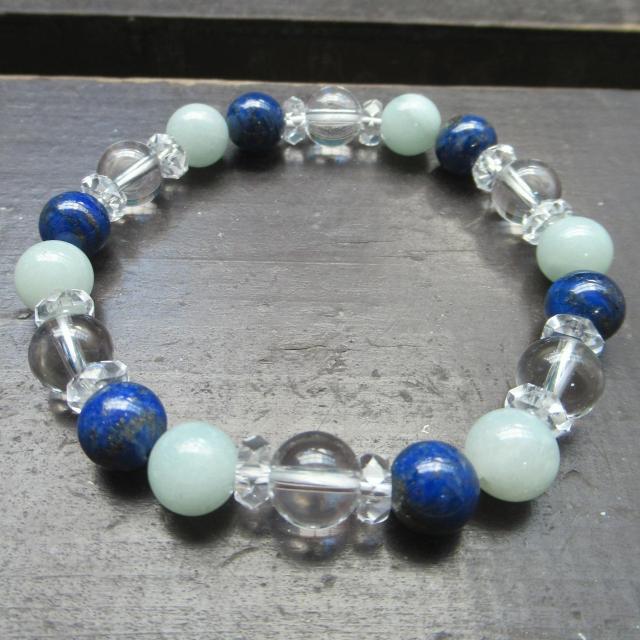 ラピスラズリxアマゾナイトx水晶ブレスレット 天然石 パワーストーン < 女性アクセサリー/時計 ラピスラズリxアマゾナイトx水晶ブレスレット 天然石 パワーストーン < 女性アクセサリー/時計の