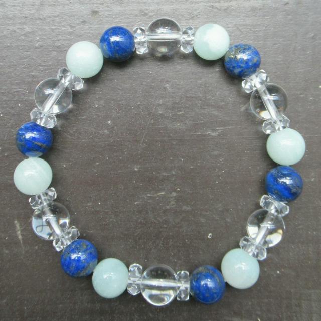 ラピスラズリxアマゾナイトx水晶ブレスレット 天然石 パワーストーン < 女性アクセサリー/時計 ラピスラズリxアマゾナイトx水晶ブレスレット 天然石 パワーストーン < 女性アクセサリー/時計の