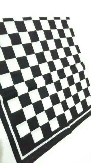 ◆新品◆バンダナ◆ブロックチェック柄◆Black/White◆市松柄◆ < 女性ファッション  ◆新品◆バンダナ◆ブロックチェック柄◆Black/White◆市松柄◆  < 女性ファッションの