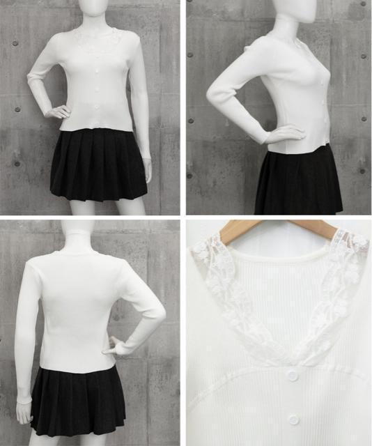 送料無料 新品 ニットトップス Vネック レース切替え < 女性ファッション  送料無料 新品 ニットトップス Vネック レース切替え < 女性ファッションの