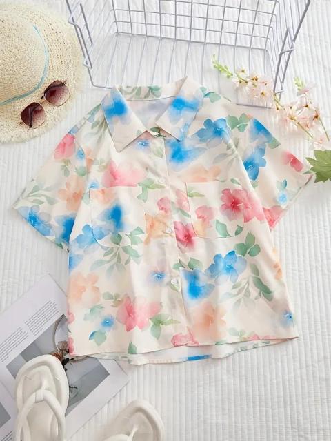 爆ヤス価格1290円★レディース フローラルブラウス - フレンチシックデザイン、パステルフラワープリント 日本サイズL < 女性ファッション 爆ヤス価格1290円★レディース フローラルブラウス - フレンチシックデザイン、パステルフラワープリント 日本サイズL < 女性ファッションの