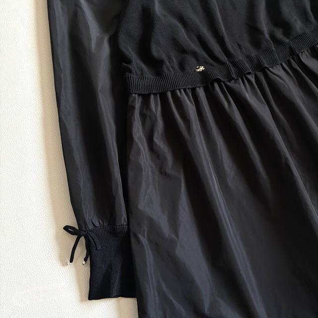 ◆美品◆スーパービューティー◆ニット切替長袖チュニック◆ナイロン◆黒◆フレア◆L < 女性ファッション ◆美品◆スーパービューティー◆ニット切替長袖チュニック◆ナイロン◆黒◆フレア◆L < 女性ファッションの