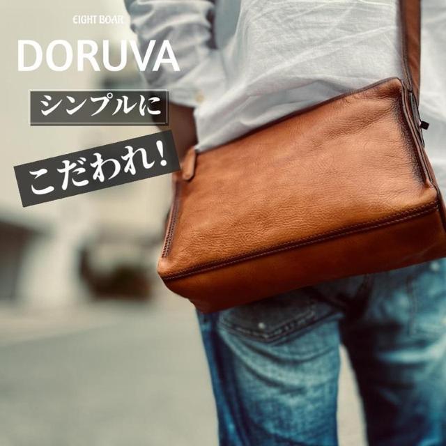 ◆DORUVA あぶり系 牛本革長方形ショルダーバッグ ブラウン 斜め掛け レザー◆茶k16 < 男性ファッション  ◆DORUVA あぶり系 牛本革長方形ショルダーバッグ ブラウン 斜め掛け レザー◆茶k16 < 男性ファッションの