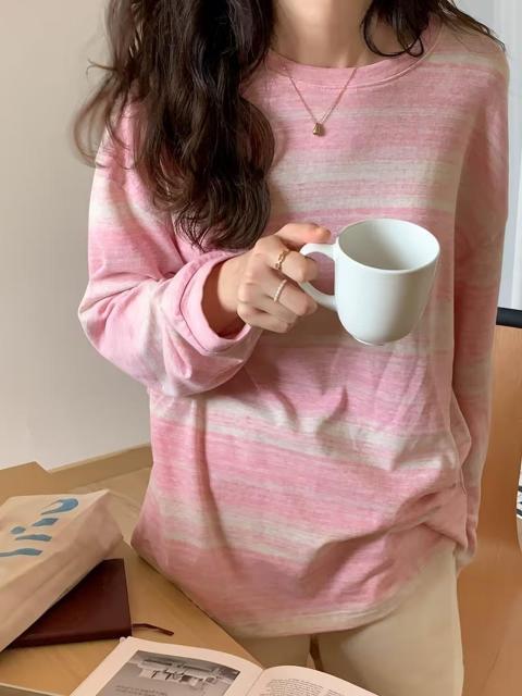 超お買い得1290円★レディース 春夏秋 ストライプ ラウンドネック 長袖Tシャツ ルーズ インスタ風トップス日本サイズL空色 < 女性ファッション 超お買い得1290円★レディース 春夏秋 ストライプ ラウンドネック 長袖Tシャツ ルーズ インスタ風トップス日本サイズL空色 < 女性ファッションの
