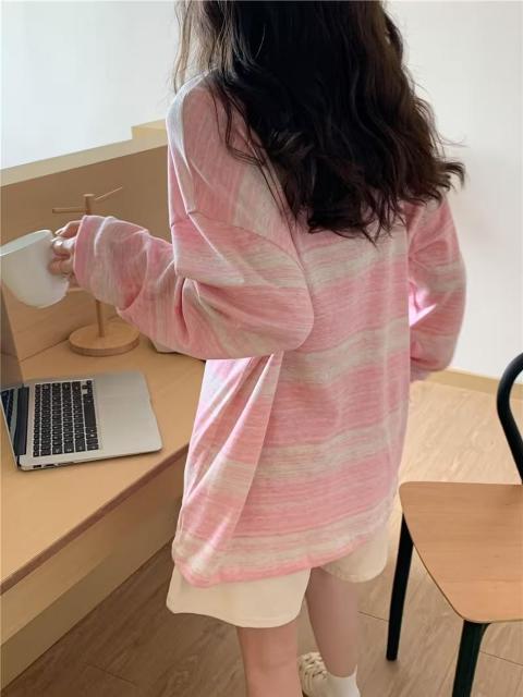 超お買い得1290円★レディース 春夏秋 ストライプ ラウンドネック 長袖Tシャツ ルーズ インスタ風トップス日本サイズL空色 < 女性ファッション 超お買い得1290円★レディース 春夏秋 ストライプ ラウンドネック 長袖Tシャツ ルーズ インスタ風トップス日本サイズL空色 < 女性ファッションの