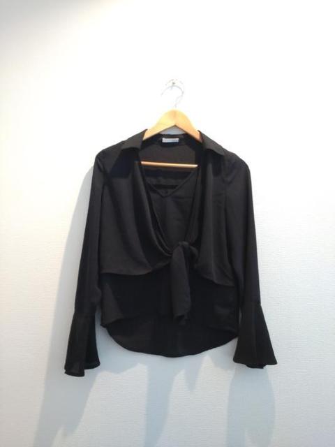 リゼクシー◆ブラック フロントリボン サラサラシフォン ブラウス シャツ F < ブランド  リゼクシー◆ブラック フロントリボン サラサラシフォン ブラウス シャツ F  < ブランドの