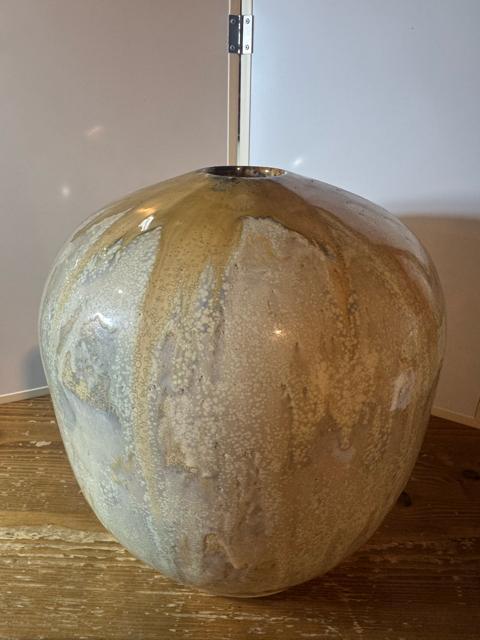 在銘 大型壺 花器 陶芸作品 1987年作 自然釉 景色壺 飾り壺 < インテリア/ライフ 在銘 大型壺 花器 陶芸作品 1987年作 自然釉 景色壺 飾り壺 < インテリア/ライフの