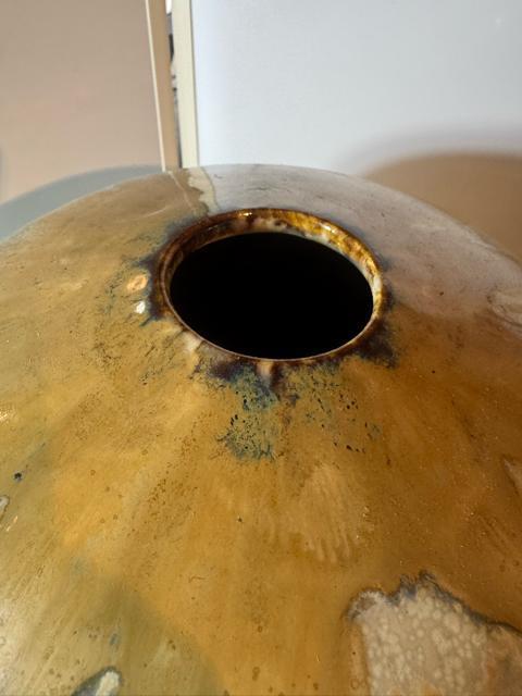 在銘 大型壺 花器 陶芸作品 1987年作 自然釉 景色壺 飾り壺 < インテリア/ライフ 在銘 大型壺 花器 陶芸作品 1987年作 自然釉 景色壺 飾り壺 < インテリア/ライフの