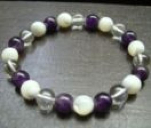 ☆即決☆アメジストxマザーオブパールx水晶ブレスレット < 男性アクセサリー/時計 ☆即決☆アメジストxマザーオブパールx水晶ブレスレット < 男性アクセサリー/時計の