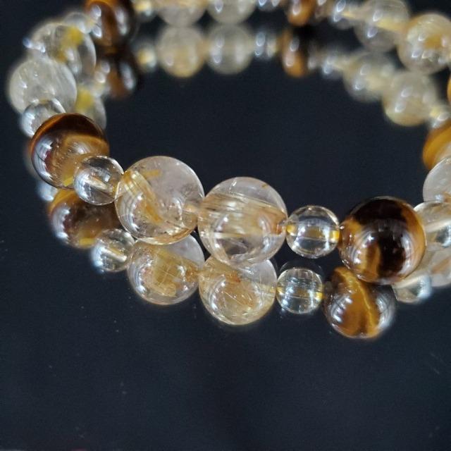 ★天然石★金タイチンルチル&スリー7タイガーアイ他ブレス★ < 男性アクセサリー/時計  ★天然石★金タイチンルチル&スリー7タイガーアイ他ブレス★ < 男性アクセサリー/時計の