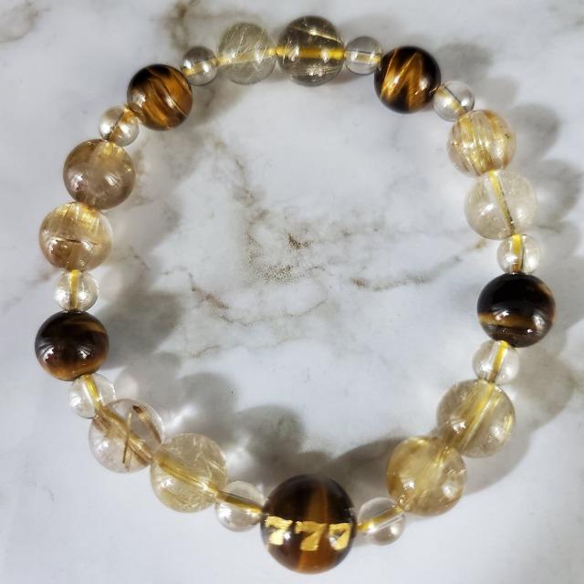 ★天然石★金タイチンルチル&スリー7タイガーアイ他ブレス★ < 男性アクセサリー/時計  ★天然石★金タイチンルチル&スリー7タイガーアイ他ブレス★ < 男性アクセサリー/時計の