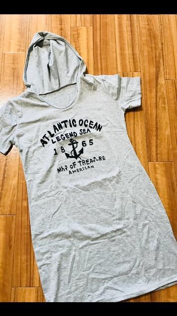 ☆新品☆可愛い*薄手フード付きワンピースLグレー < 女性ファッション ☆新品☆可愛い*薄手フード付きワンピースLグレー < 女性ファッションの