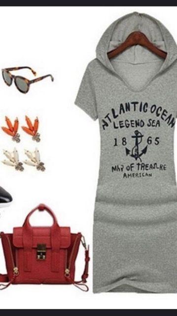 ☆新品☆可愛い*薄手フード付きワンピースLグレー < 女性ファッション ☆新品☆可愛い*薄手フード付きワンピースLグレー < 女性ファッションの