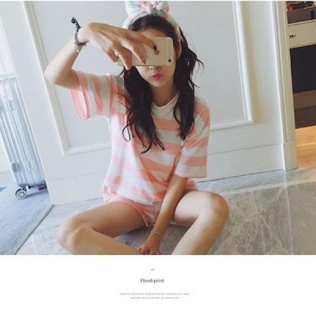 送料込#新品#ルームウェア パジャマ ショーパン ボーダー#ピンク < 女性ファッション  送料込#新品#ルームウェア パジャマ ショーパン ボーダー#ピンク < 女性ファッションの