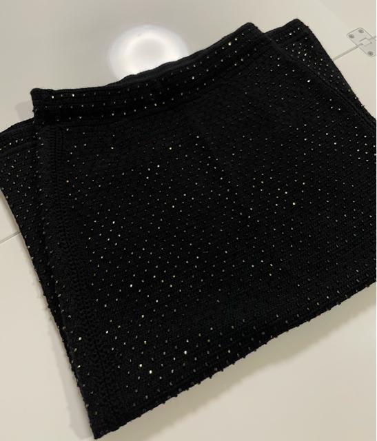 ビーズ付きブラックタイトロングスカート キラキラ ニットスカート < 女性ファッション  ビーズ付きブラックタイトロングスカート キラキラ ニットスカート < 女性ファッションの
