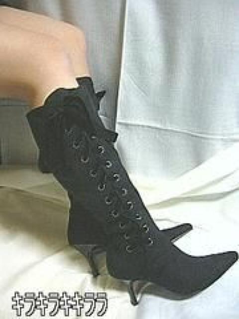 《New》サイド編み上げ★美脚*ロングブーツ(スエード)<ブラックLL> < 女性ファッション 《New》サイド編み上げ★美脚*ロングブーツ(スエード)<ブラックLL> < 女性ファッションの