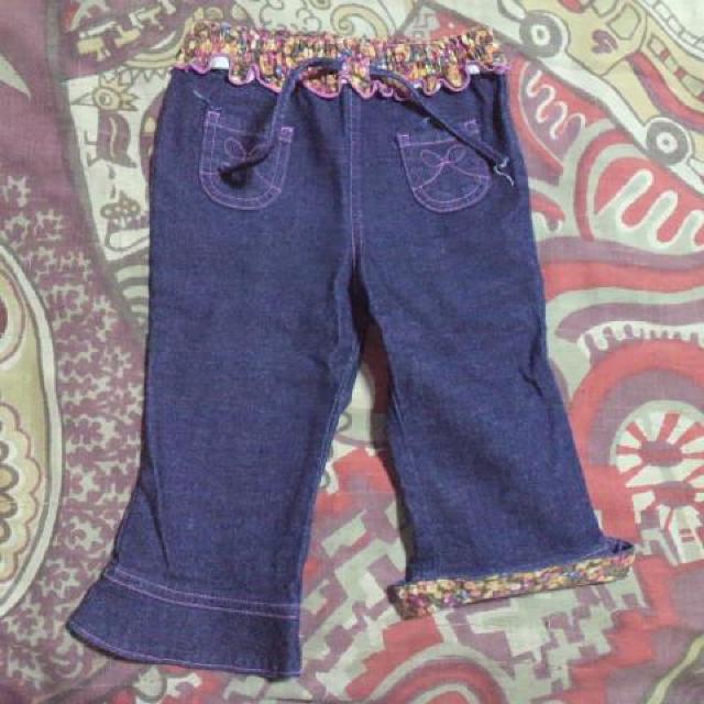 キッズKP/ニットプランナー花柄フリル デニム パンツ・ズボン 100p < ブランド キッズKP/ニットプランナー花柄フリル デニム パンツ・ズボン 100p < ブランドの