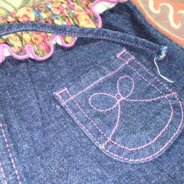 キッズKP/ニットプランナー花柄フリル デニム パンツ・ズボン 100p < ブランド キッズKP/ニットプランナー花柄フリル デニム パンツ・ズボン 100p < ブランドの