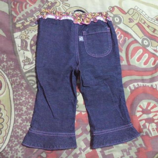 キッズKP/ニットプランナー花柄フリル デニム パンツ・ズボン 100p < ブランド キッズKP/ニットプランナー花柄フリル デニム パンツ・ズボン 100p < ブランドの