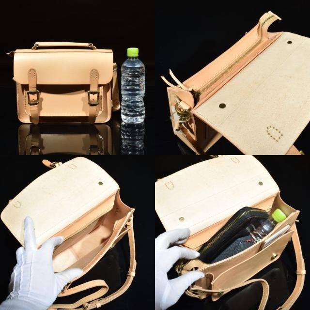 ◆生成りハンドメイド 牛本革 自立式ショルダーバッグ◆b39 < 女性ファッション  ◆生成りハンドメイド 牛本革 自立式ショルダーバッグ◆b39 < 女性ファッションの