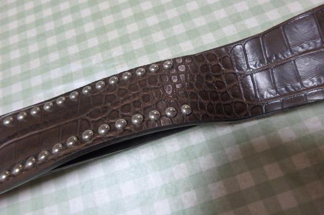 ◆ベルト レザー ダークブラウン スタッズ 型押し 中古品 < 男性ファッション  ◆ベルト レザー ダークブラウン スタッズ 型押し 中古品 < 男性ファッションの