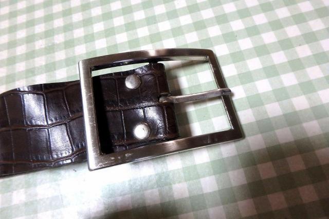 ◆ベルト レザー ダークブラウン スタッズ 型押し 中古品 < 男性ファッション  ◆ベルト レザー ダークブラウン スタッズ 型押し 中古品 < 男性ファッションの