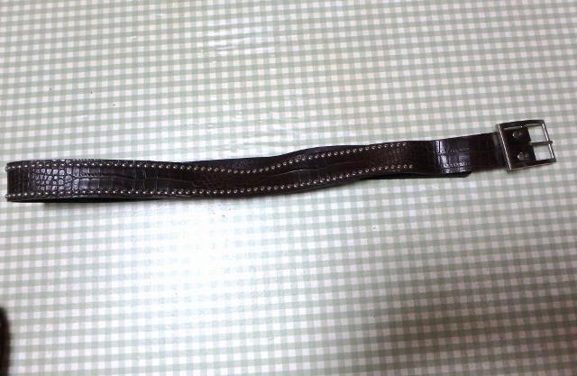 ◆ベルト レザー ダークブラウン スタッズ 型押し 中古品 < 男性ファッション  ◆ベルト レザー ダークブラウン スタッズ 型押し 中古品 < 男性ファッションの
