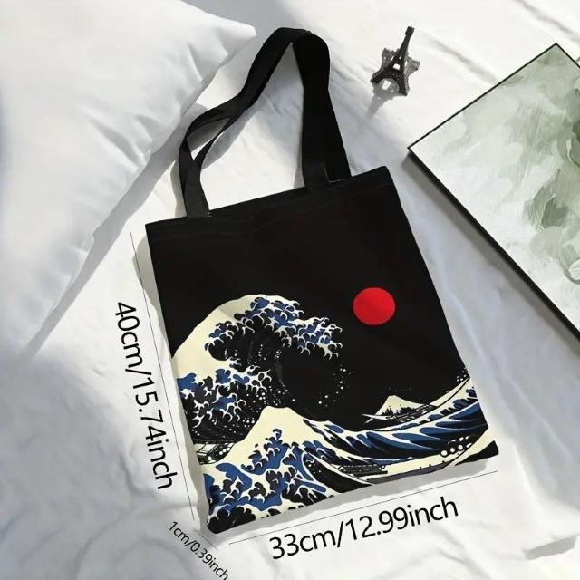 爆ヤス価格990円★シックなウェーブ&サンプリントトートバッグ - 広々としたショルダーショッピングバッグ(女性用) < 男性ファッション  爆ヤス価格990円★シックなウェーブ&サンプリントトートバッグ - 広々としたショルダーショッピングバッグ(女性用) < 男性ファッションの