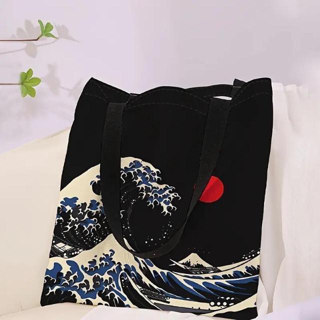 爆ヤス価格990円★シックなウェーブ&サンプリントトートバッグ - 広々としたショルダーショッピングバッグ(女性用) < 男性ファッション  爆ヤス価格990円★シックなウェーブ&サンプリントトートバッグ - 広々としたショルダーショッピングバッグ(女性用) < 男性ファッションの