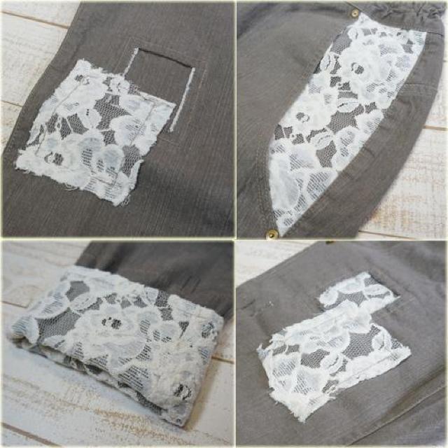 新品 レース シャーリング designデニム < 女性ファッション  新品 レース シャーリング designデニム < 女性ファッションの