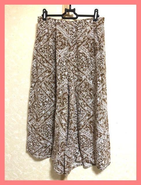 ☆サラサラ涼感レーヨン100%☆美品☆ボタニカル柄イージーフレアワイドパンツLベージュ < 女性ファッション ☆サラサラ涼感レーヨン100%☆美品☆ボタニカル柄イージーフレアワイドパンツLベージュ < 女性ファッションの