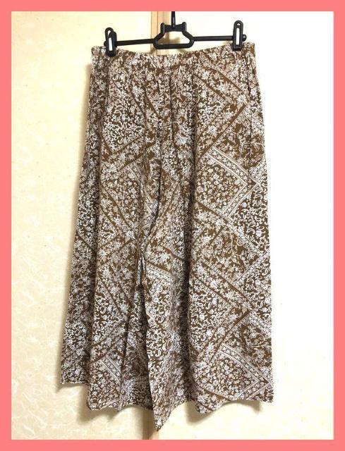 ☆サラサラ涼感レーヨン100%☆美品☆ボタニカル柄イージーフレアワイドパンツLベージュ < 女性ファッション ☆サラサラ涼感レーヨン100%☆美品☆ボタニカル柄イージーフレアワイドパンツLベージュ < 女性ファッションの