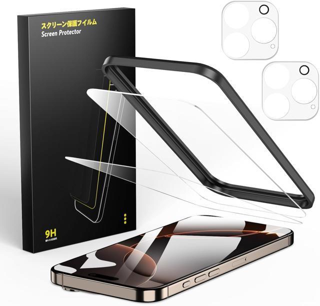 iPhone15 Pro用液晶保護フィルム2枚+カメラフィルム2枚 ガイド枠付き 極細黒縁 強化ガラス 9H硬度 耐衝撃 気泡防止 < 家電/AV  iPhone15 Pro用液晶保護フィルム2枚+カメラフィルム2枚 ガイド枠付き 極細黒縁 強化ガラス 9H硬度 耐衝撃 気泡防止  < 家電/AVの