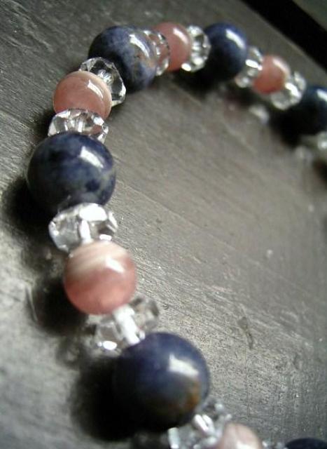 サファイアxインカローズxカット水晶ブレスレット < 女性アクセサリー/時計 サファイアxインカローズxカット水晶ブレスレット < 女性アクセサリー/時計の