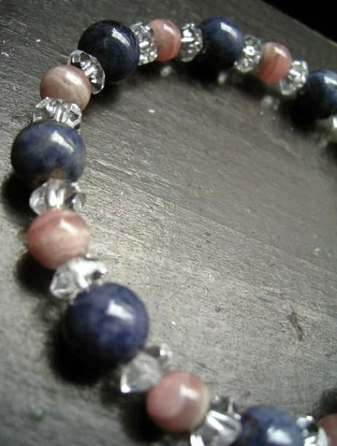 サファイアxインカローズxカット水晶ブレスレット < 女性アクセサリー/時計 サファイアxインカローズxカット水晶ブレスレット < 女性アクセサリー/時計の