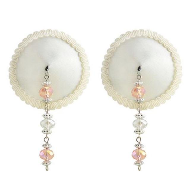 ラウンドカットビーズのタッセル付き ホワイトセクシーニプレス < 女性ファッション ラウンドカットビーズのタッセル付き ホワイトセクシーニプレス < 女性ファッションの