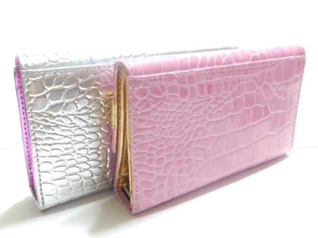 可愛い♪エナメル ラインストーンハートバックル クロコ型押し長財布 シルバー < 女性ファッション 可愛い♪エナメル ラインストーンハートバックル クロコ型押し長財布 シルバー < 女性ファッションの