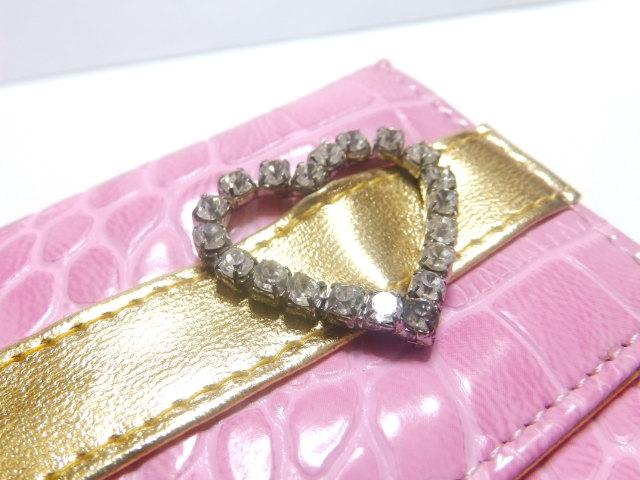 可愛い♪エナメル ラインストーンハートバックル クロコ型押し長財布 シルバー < 女性ファッション 可愛い♪エナメル ラインストーンハートバックル クロコ型押し長財布 シルバー < 女性ファッションの