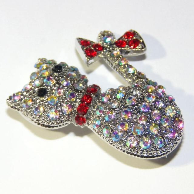 猫 ネコ ねこ ラインストーン リボン ブローチ ピンブローチ バッジ ピンバッジ ラペルピン < 女性アクセサリー/時計  猫 ネコ ねこ ラインストーン リボン ブローチ ピンブローチ バッジ ピンバッジ ラペルピン < 女性アクセサリー/時計の